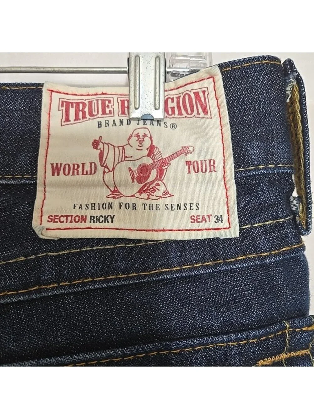 Vintage True Religion Ricky Jeans Mens Size 33 (36/34.5) Flap Pockets Faded USA